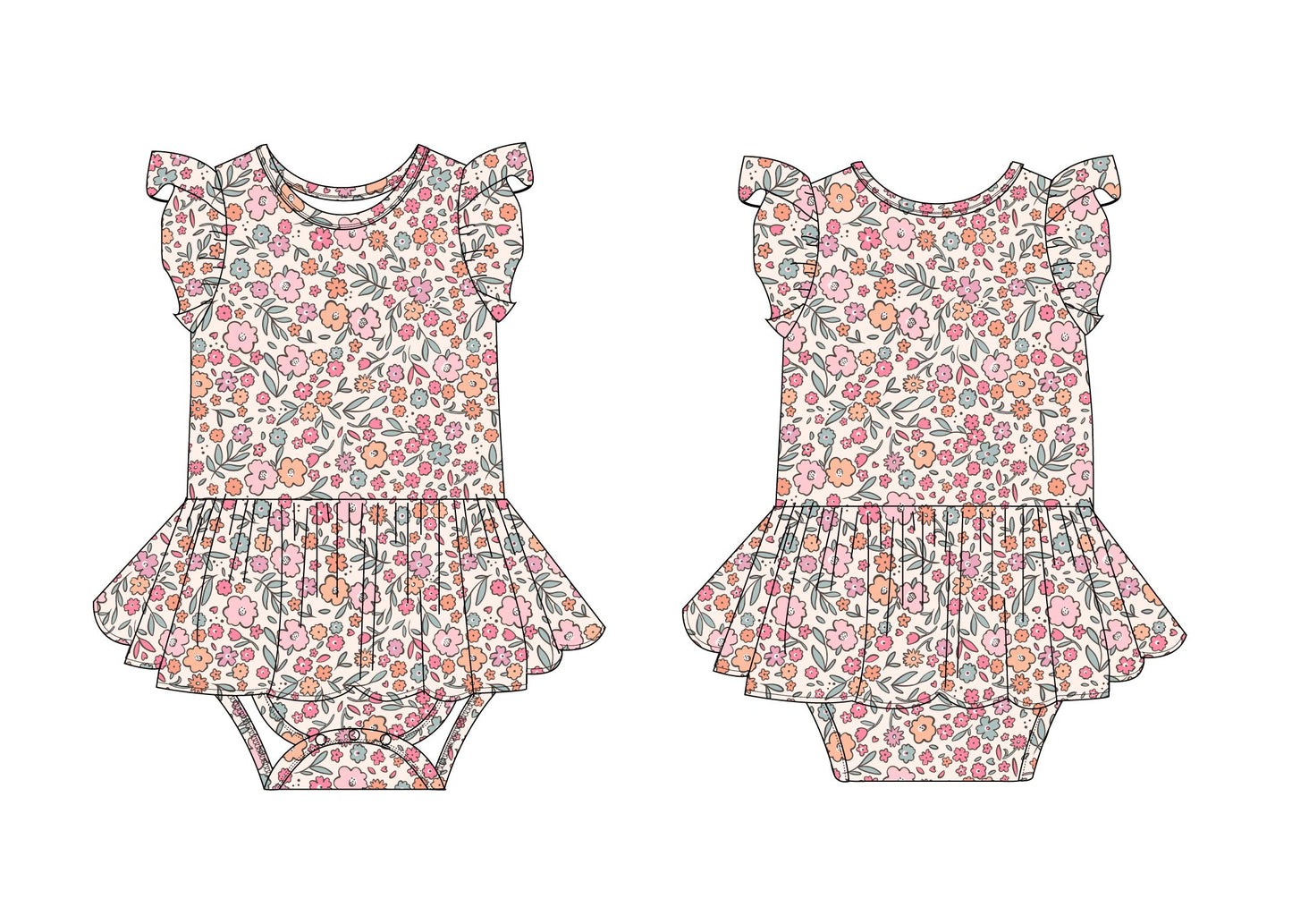 Blossom Bestie: Bodysuit Twirl Dress