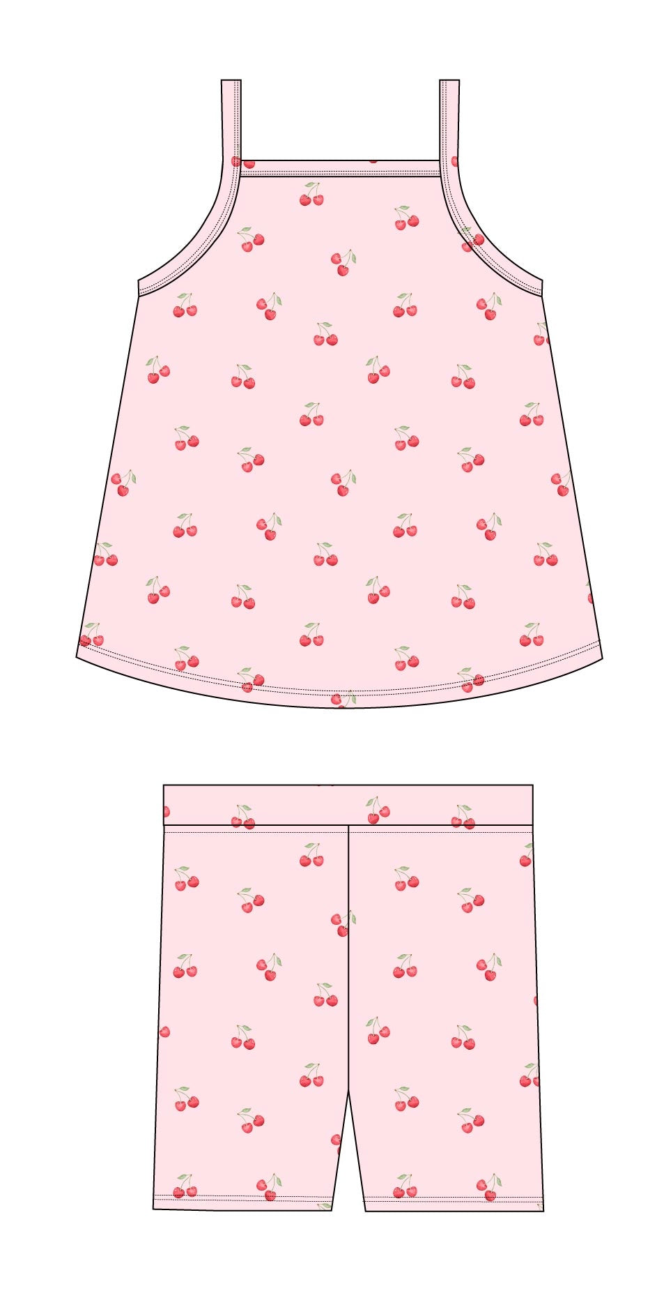 Cherry (ribbed) - Tank Short Set