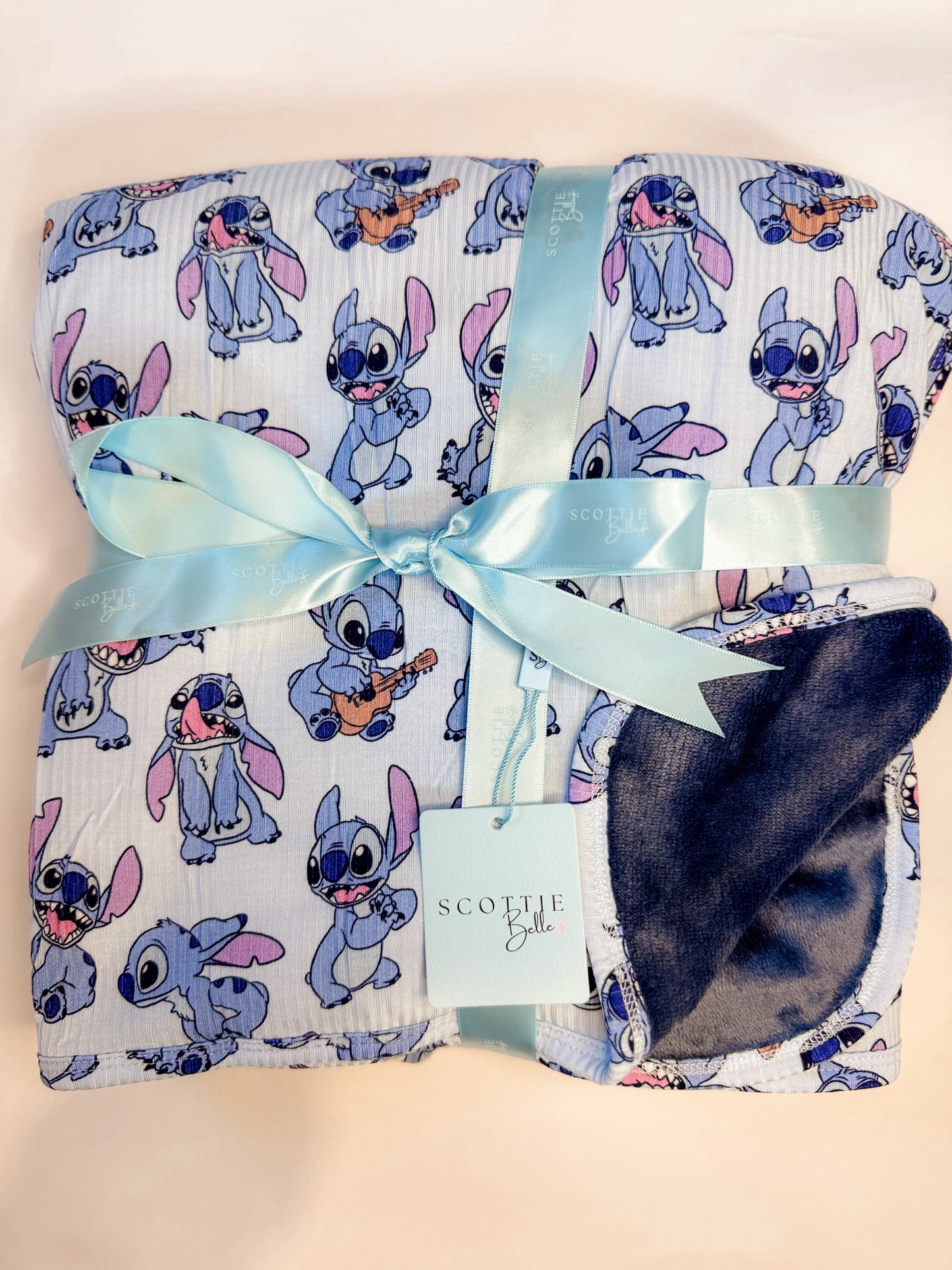 Blue Mischief (Ribbed): Velvet Plush Blanket
