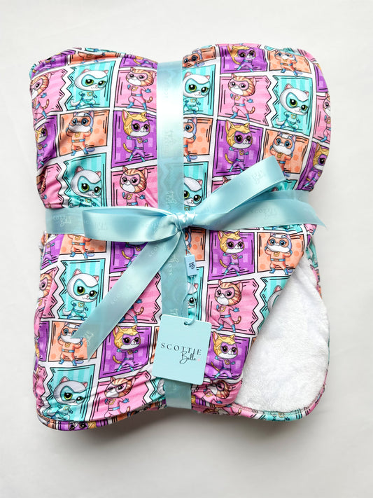 Purr-fect Heroes: Velvet Plush Blanket