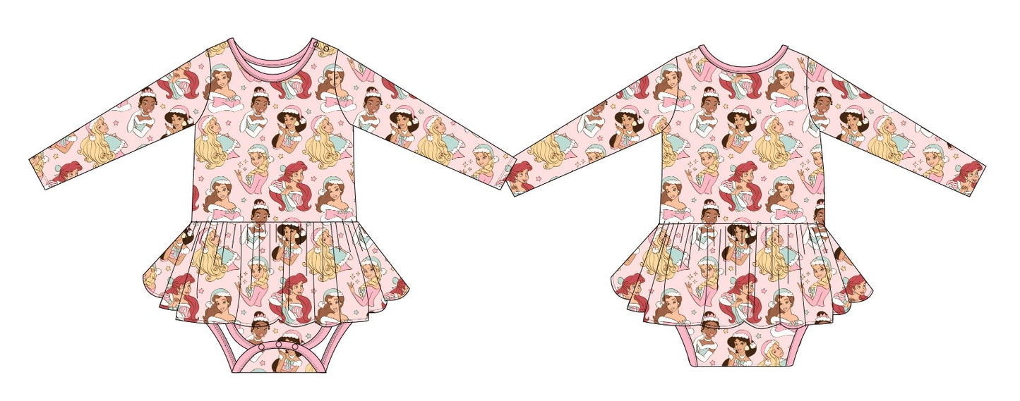 Royal Christmas: Long Sleeve Bodysuit Twirl Dress