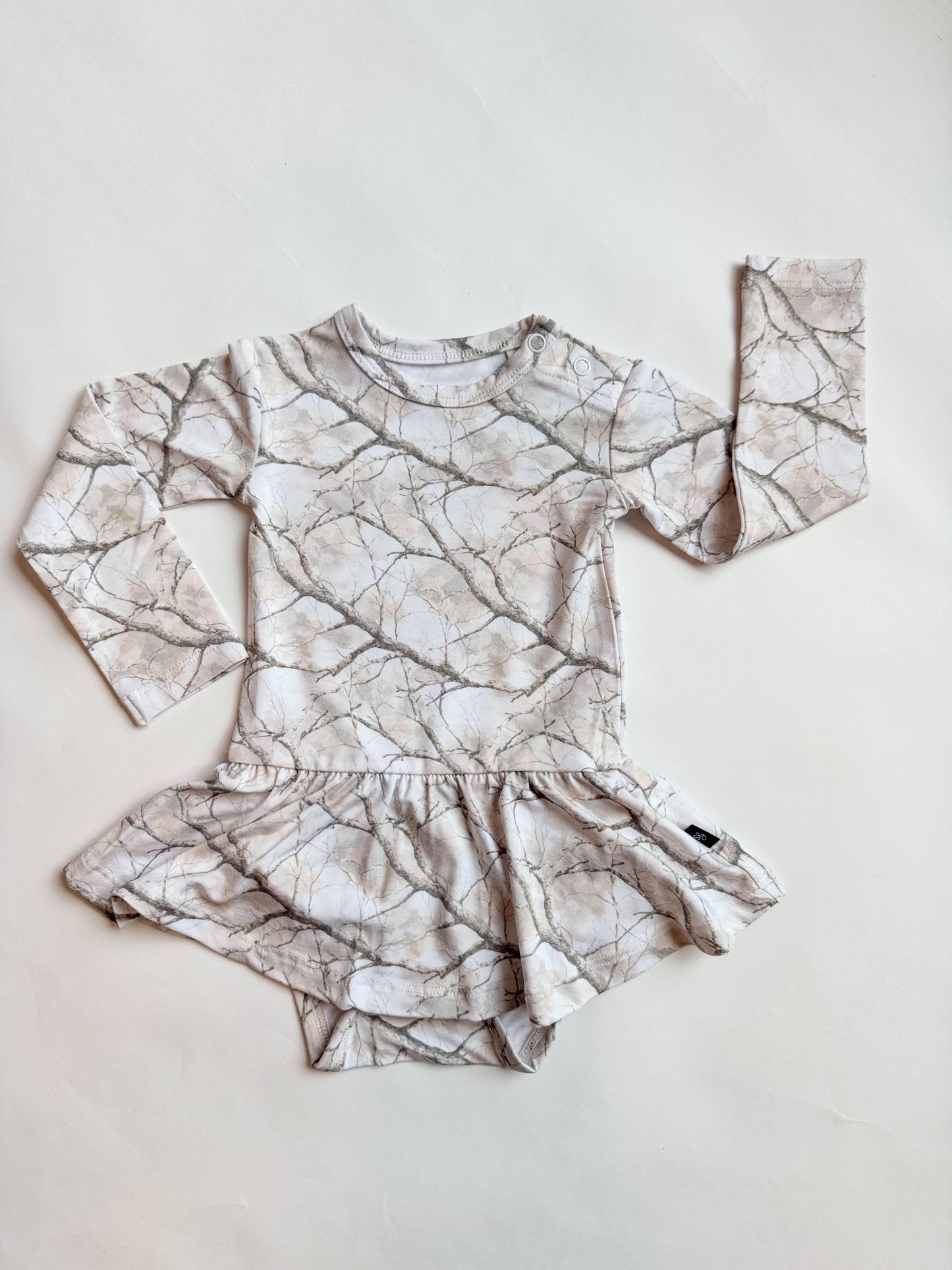 Whiteout: Long Sleeve Bodysuit Twirl Dress