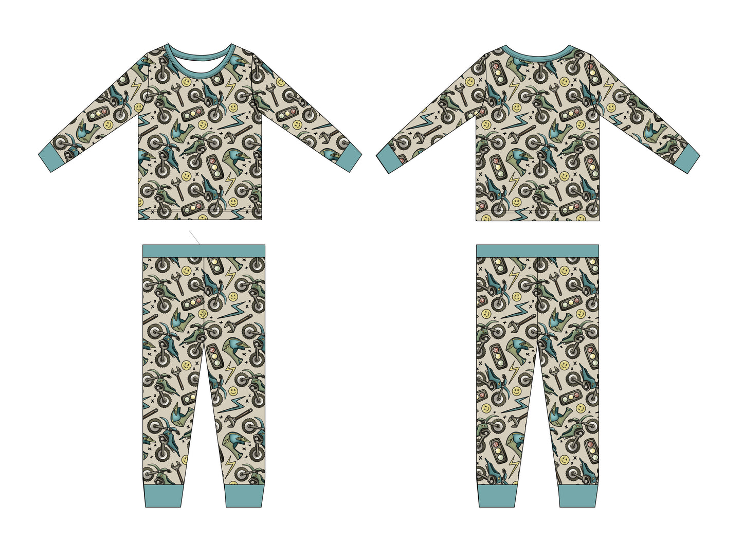 Moto Mayhem: 2 Piece Pajamas